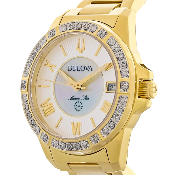 Bulova Marine Star Women's Gold PVD Stainless Diamond Quartz Watch 98R294