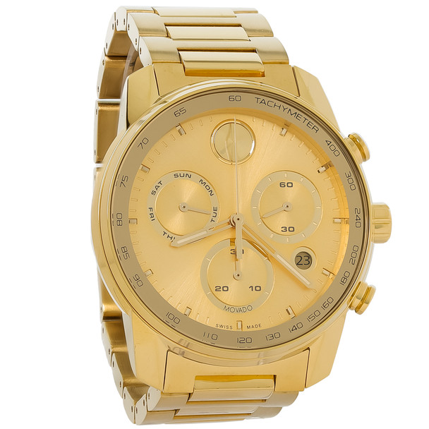Movado Bold Verso Men's Gold Tone PVD Stainless Chronograph Quartz Watch 3600866