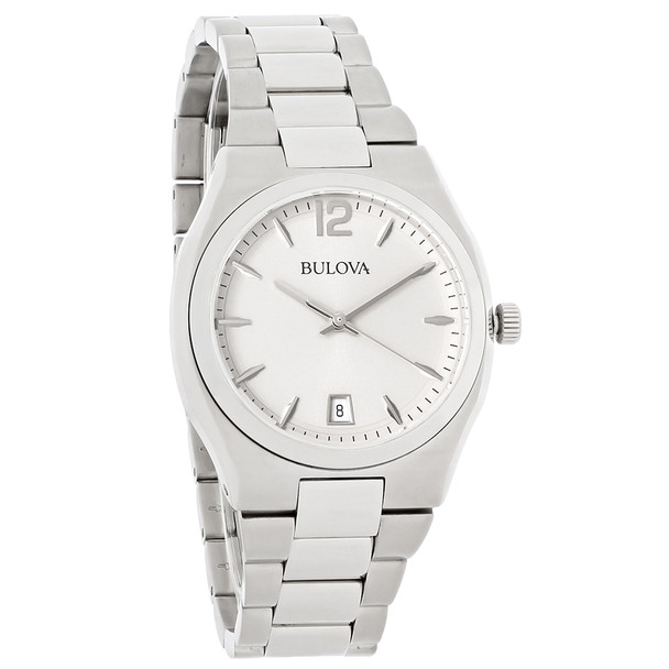 Bulova Quartz Women's Gray Date Dial Stainless Steel Bracelet Dress Watch 96M126