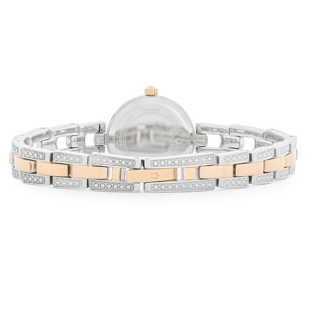 Bulova Women's MOP Crystal Rose Gold Tone Bracelet Quartz Watch 98L212