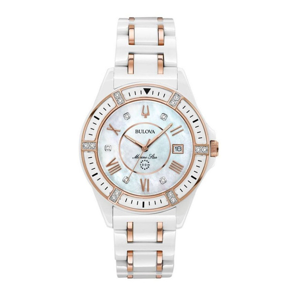 Bulova Marine Star Women's Mother of Pearl Dial Quartz Watch 98R241
