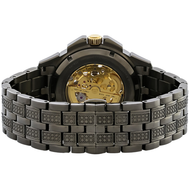 Bulova Octava Men's Gunmetal ION Stainless Steel Crystal Automatic Watch 98A293