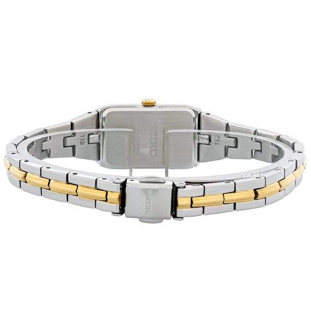 Seiko Women's Two Tone Stainless Steel Black Dial Quartz Watch SWR046