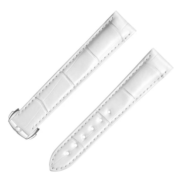 Omega 18mm White Leather Watch Strap O98000346