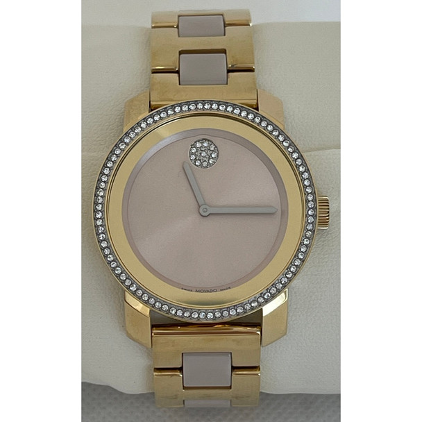 Movado BOLD Iconic Gold-Tone Ceramic Women's Quartz Watch 3600882