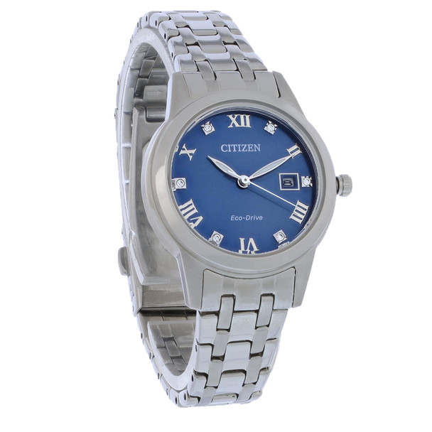 Citizen Eco-Drive Classic Women's Crystal Stainless Blue Dial Watch FE1240-57L