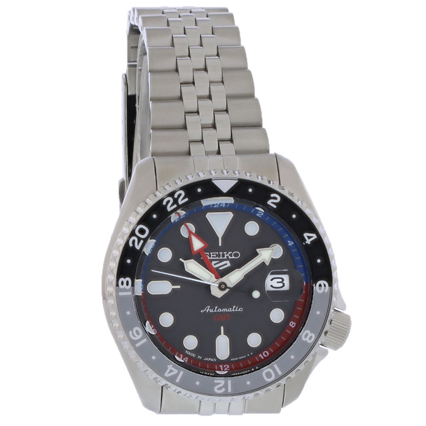Seiko 5 Sports GMT Men's Stainless Steel Black Dial Automatic Watch SSK019