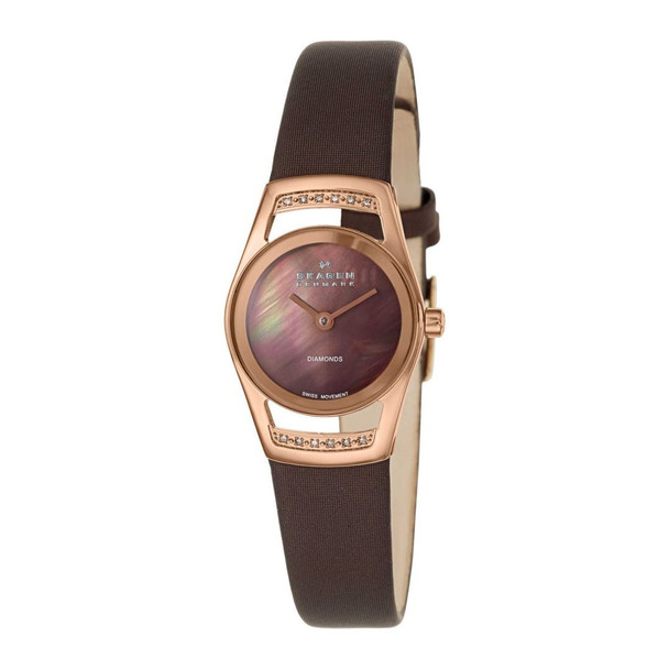 Skagen Diamond Women's Quartz Brown Fabric Watch 982SRLD
