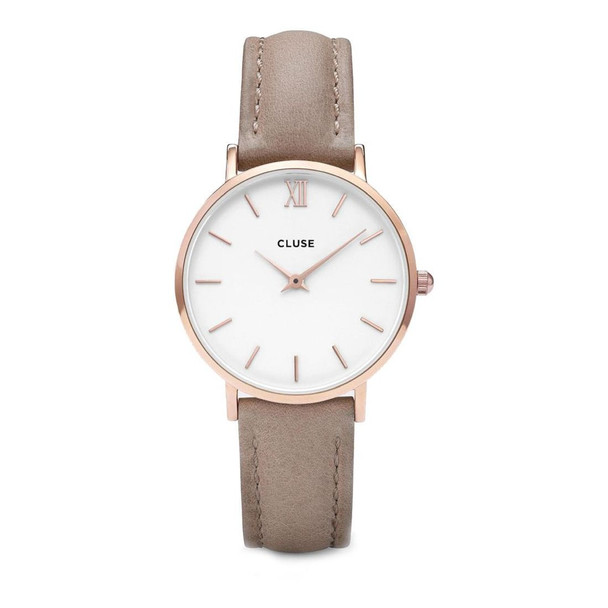 Cluse Minuit Women's Quartz Beige Leather Watch CL30043