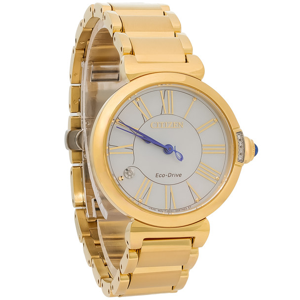Citizen Eco-Drive L Mae Women's Diamond Gold Tone PVD Watch EM1062-57D