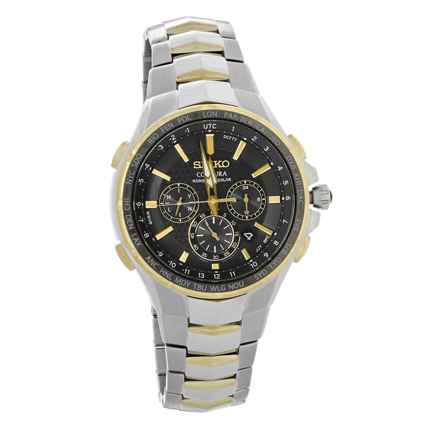 Seiko Solar Men's Coutura Radio Chronograph Black Dial Watch SSG010
