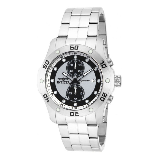 Invicta Signature II Men's Black and Silver-Tone Dial Quartz Chronograph Watch 7382