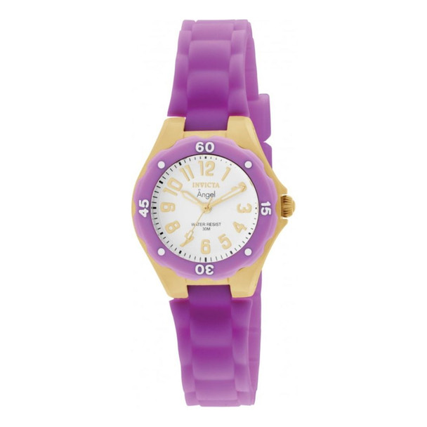 Invicta Angel Women's Silver-Tone Dial Purple Strap Quartz Watch 1618