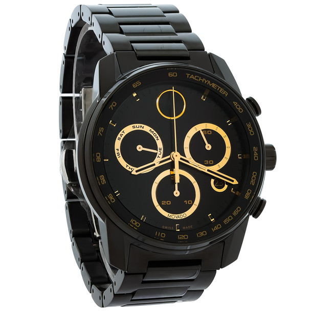 Movado Verso Black ION Men's Quartz Chronograph Watch 3600906