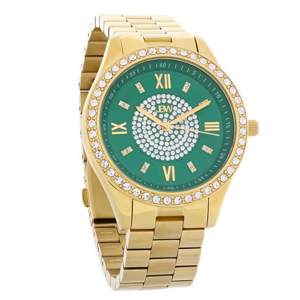 JBW Mondrian Green Dial Gold-Tone PVD Stainless Quartz Watch J6303E
