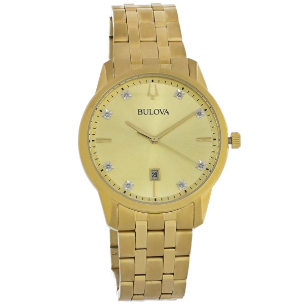 Bulova Sutton Men's Diamond Gold-Tone Plated Stainless Steel Quartz Watch 97D123
