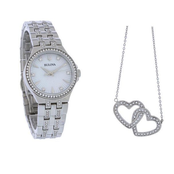 Bulova Crystal Women's MOP Dial Stainless Steel Quartz Watch 96X161