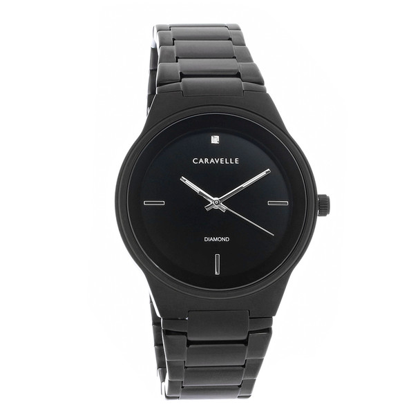 Caravelle By Bulova Men's Black ION Plated Quartz Watch 45D108