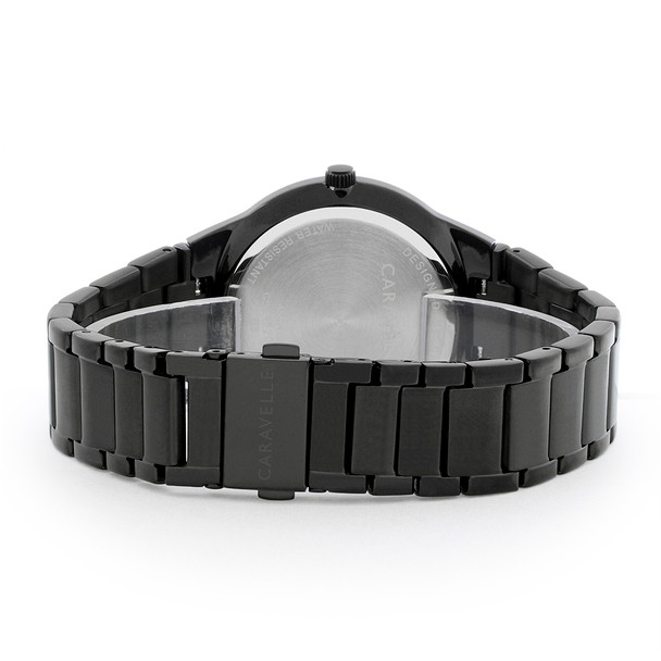 Caravelle By Bulova Men's Black ION Plated Quartz Watch 45D108