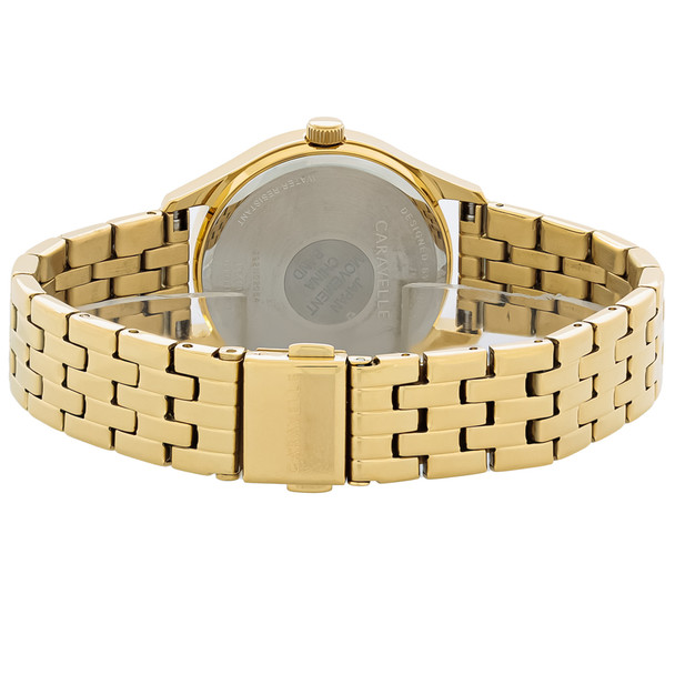 Caravelle By Bulova Women's Bracelet Set Crystal Gold-Tone Quartz Watch 44X101