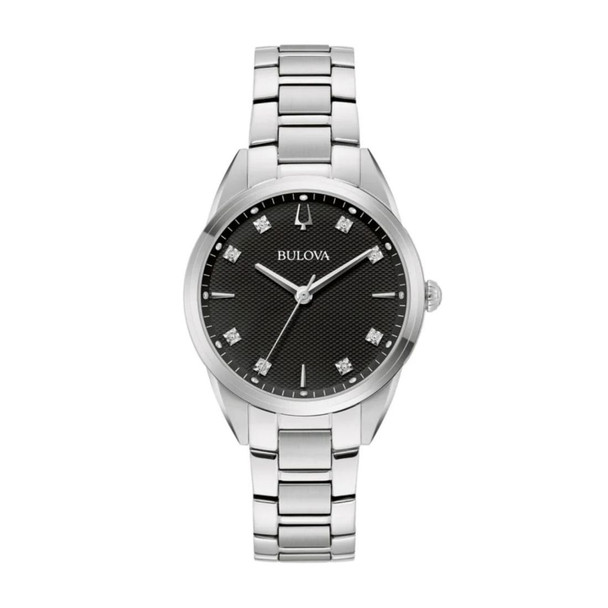 Bulova Diamond Women's Black Dial Quartz Watch 96P236