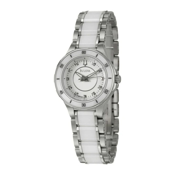 Bulova Diamond Gallery Women's White Ceramic & Stainless Quartz Watch 98P124