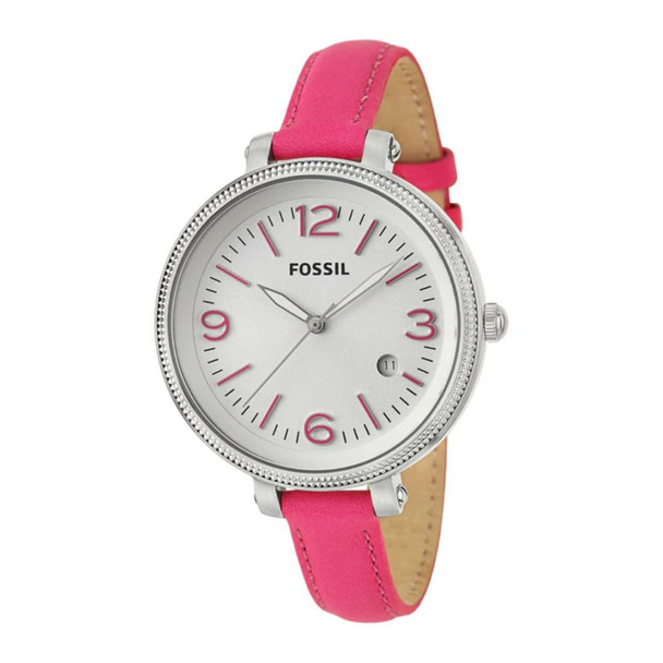 Fossil Heather Women's Silver Dial Hot Pink Strap Quartz Watch ES3277
