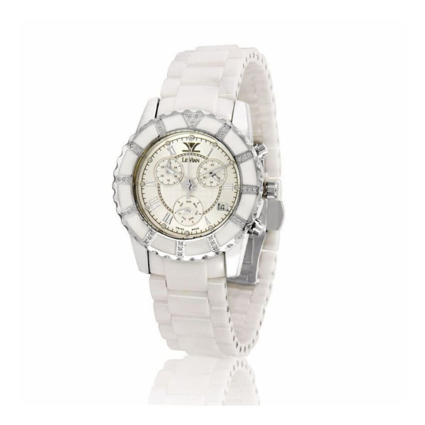 LeVian Ceramic Women's White Dial Quartz Chronograph Watch ZAG258