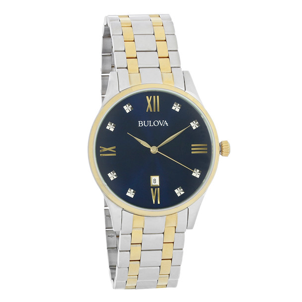 Bulova Diamond Men's Two Tone Plated Stainless Steel Quartz Watch 98D130
