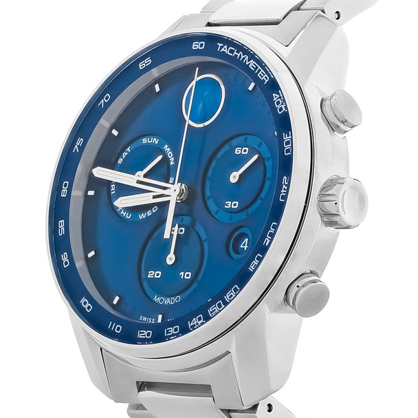 Movado Bold Verso Men's Blue Dial Stainless Chronograph Quartz Watch 3600865