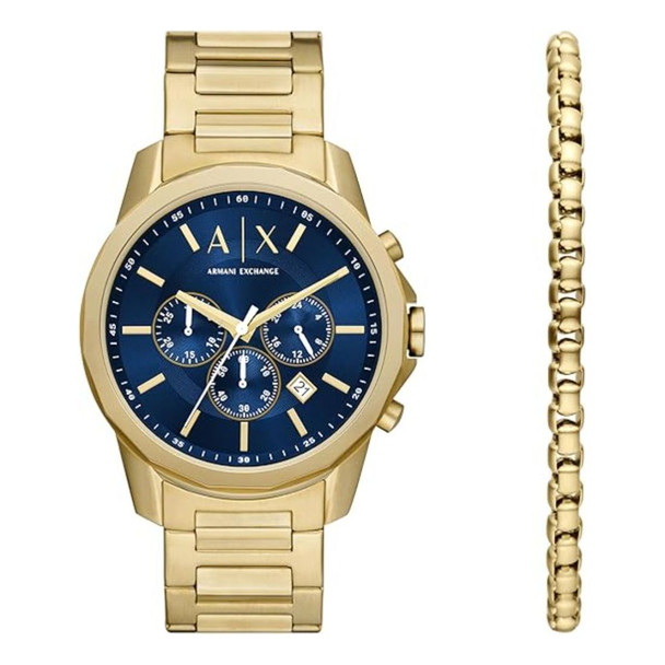 Armani Exchange Banks Men's Chronograph Gold-Tone Watch & Bracelet - X7151SET