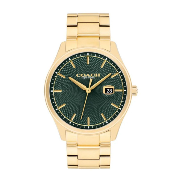 Coach Oliver Men's Green Dial Gold-Tone Stainless Steel Quartz Watch 14602753