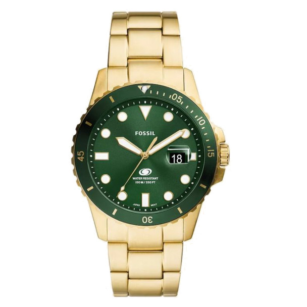 Fossil Blue Dive Men's Green Dial Gold-Tone Stainless Steel Quartz Watch FS6030