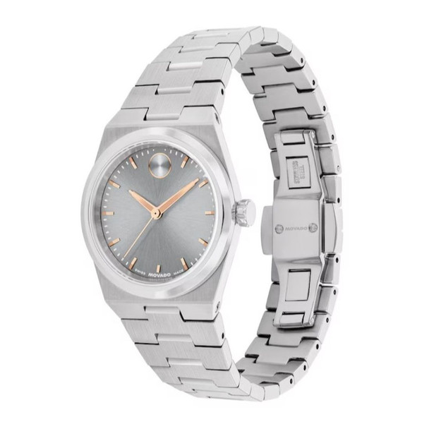 Movado BOLD Quest Mini Women's Stainless Steel Grey Dial Quartz Watch 3601290