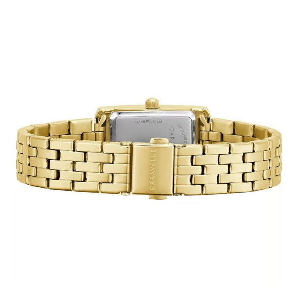 Carvelle by Bulova Women's Gold-Tone Crystal Accent Rectangular Watch - 45L192
