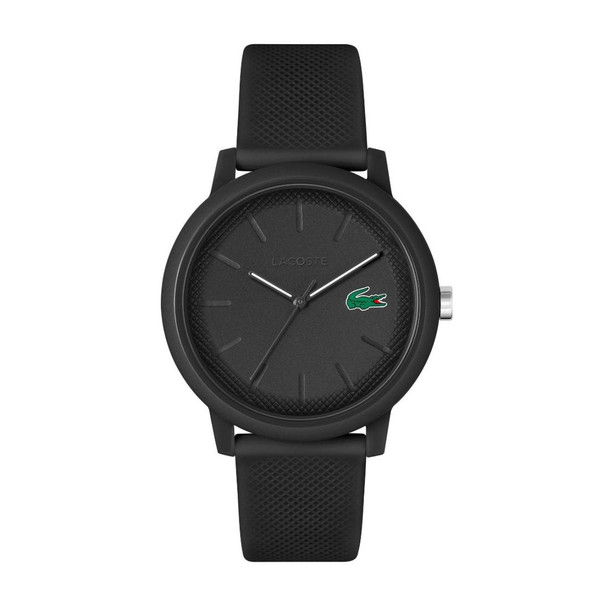 Lacoste L.12.12 Men's Black Silicone Strap Quartz Watch 2011171
