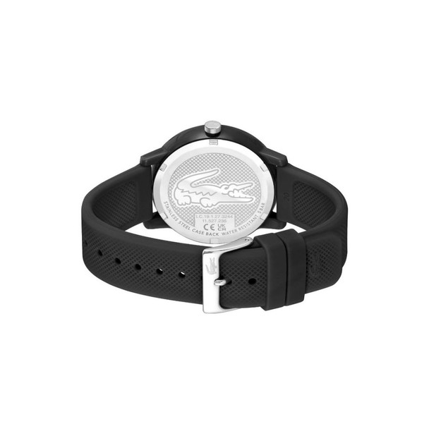 Lacoste L.12.12 Men's Black Silicone Strap Quartz Watch 2011171