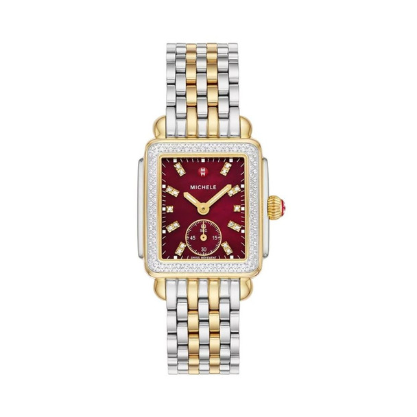 Michele Deco Mid Women's Diamond Red MOP Dial Quartz Watch MWW06V000130