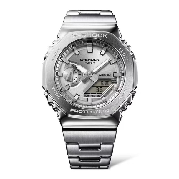 Casio G-Shock G-STEEL 2100 Series Octagonal Silver Dial Quartz Watch GM2110D-7A