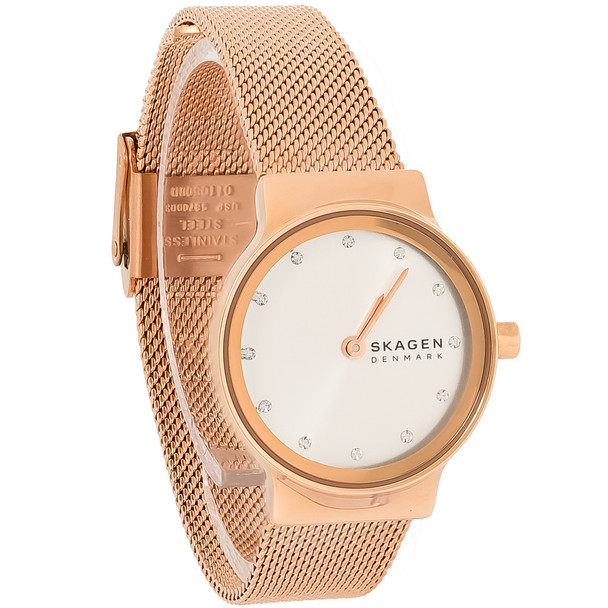Skagen Freja Crystal Rose Gold-Tone Mesh Band Women's Quartz Watch SKW2665