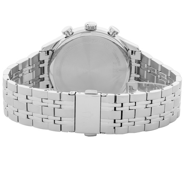 Bulova Men's Classic Chronograph Black Dial Stainless Steel Quartz Watch 96A295