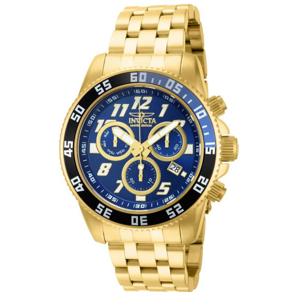 Invicta Cruiseline Men's Gold-Tone Blue Dial Quartz Chronograph Watch 15722