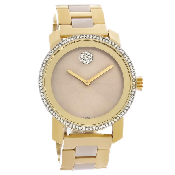 Movado Bold Ceramic Women's Gold Tone PVD Stainless Quartz Watch 3600785