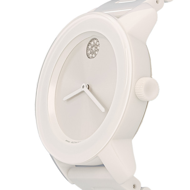 Movado Bold Women's White Ceramic Silver Dial Swiss Quartz Watch 3600802