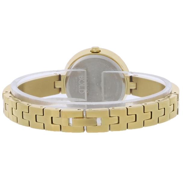 Movado Bold Bangle Women's Crystals Gold PVD Quartz Watch 3601161