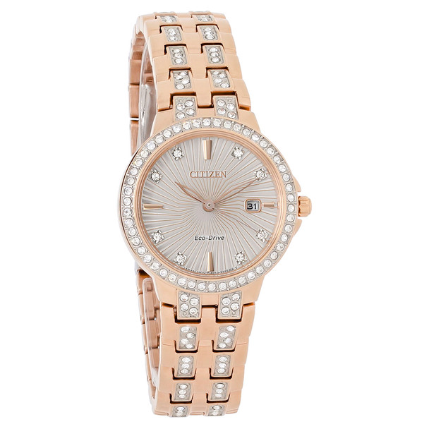 Citizen Eco-Drive Silhouette Women's Crystal Rose Gold Tone Watch EW2348-56A
