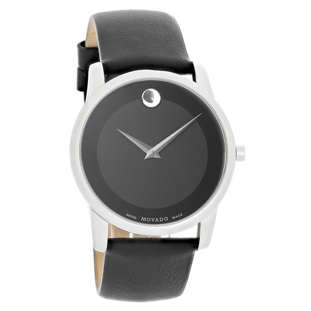 Movado Museum Men's Stainless Steel Black Leather Swiss Quartz Watch 0606502