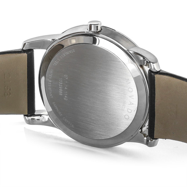 Movado Museum Men's Stainless Steel Black Leather Swiss Quartz Watch 0606502