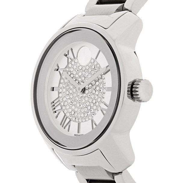 Movado Bold Women's Crystal White Dial Stainless Swiss Quartz Watch 3600254