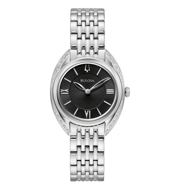 Bulova Classic Women's Black Dial 1/10ct Diamond Quartz Watch 96R252